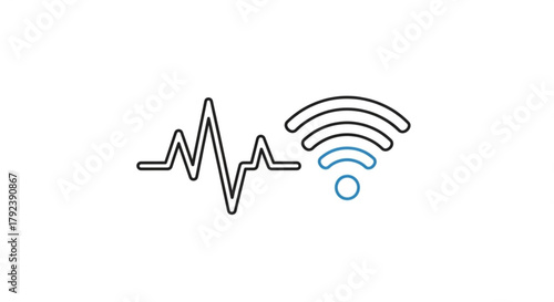 Heartbeat signal with wifi icon, symbolizing the vital connection and health of wireless networks