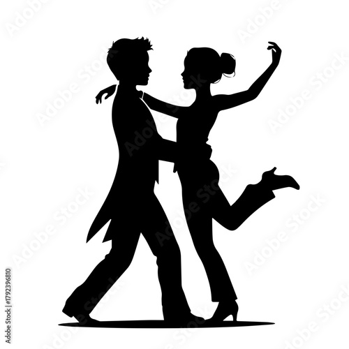 Silhouette of couple dancing gracefully in elegant pose  