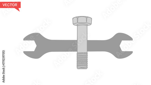 Bolt and wrench tool isolated on a white background