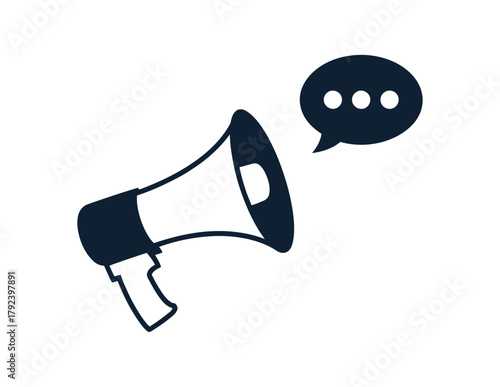 Megaphone Announcement Icon with Speech Bubble Vector