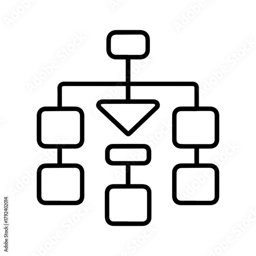 Workflow and flowchart line icon. A simple diagram representing a hierarchical structure or sitemap. Minimalist vector illustration