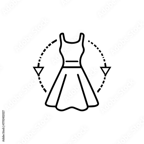 Dress rental and fashion swap line icon. Circular fashion and clothing subscription concept. Minimalist vector symbol for app and web design