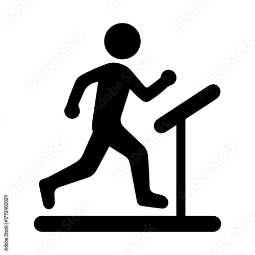 Treadmill running icon. Fitness, gym, and cardio exercise symbol. Simple black silhouette vector illustration