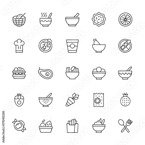 food and drink icons set of vector illustration 