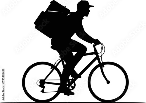 Delivery Cyclist Silhouette Efficient Courier Riding Bike with Cargo for Swift Transportation Services