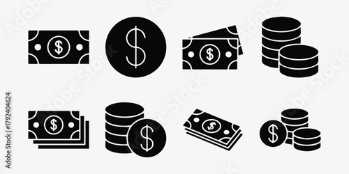 Finance icon set money sign