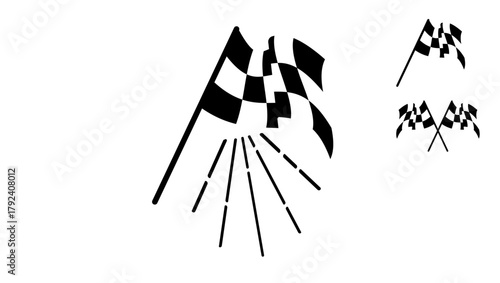 Racing flag, black isolated silhouette