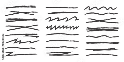 Hand drawn Scribble marker, pencil strokes underline icon vector. brush lines, squiggles, waves and cross symbol. vector illustration.