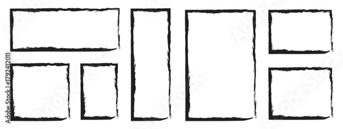 Grunge graffiti stencil frames icon vector. rectangles and squares spray paint borders symbol. vector illustration.