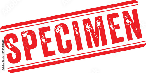 Red "SPECIMEN" Stamp with Distressed Texture on White Background