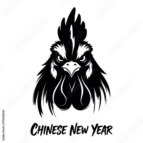 Stylized rooster head silhouette for chinese new year celebration