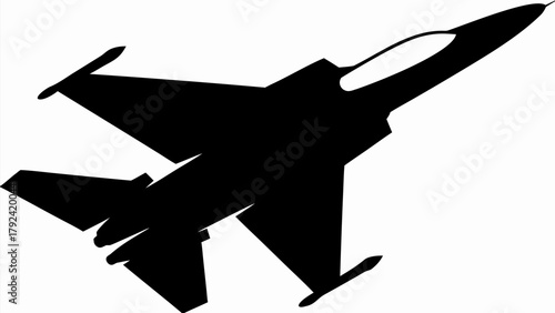 Dynamic fighter jet silhouette soars, a symbol of power and precision in flight design and military might