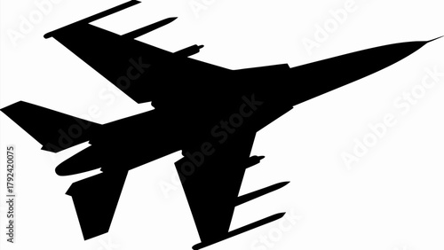 Dynamic silhouette of a modern fighter jet soaring upward with missiles ready for action in high resolution