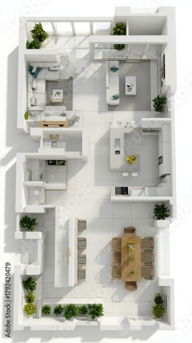 Vibrant photo of top view of a modern house plan