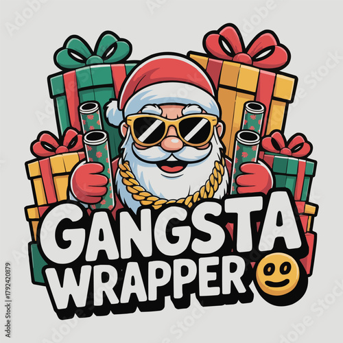"Gangsta Wrapper" Funny Santa Claus Christmas T-Shirt