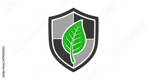 Shield with a leaf inside symbol of environmental protection and sustainable development concept idea