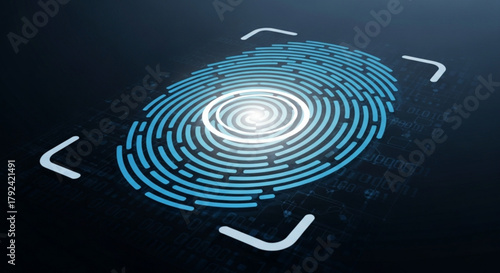 Fingerprint identification system biometric scanner for access control and security digital identity and authentication concept