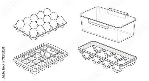 Storage organization solutions for eggs, kitchen containers, modern pantry design elements
