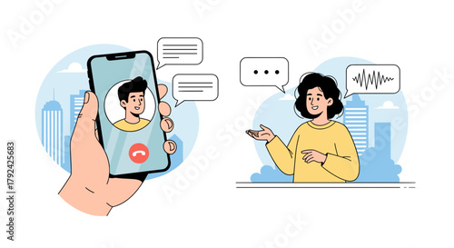 Engaging video call illustration connecting people globally with modern communication tools