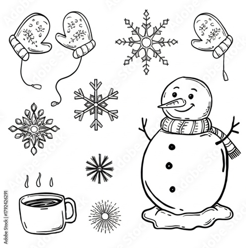 Charming red winter weather doodle illustration