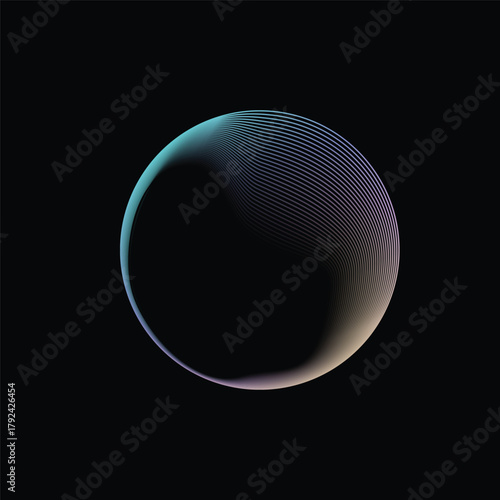 abstract circles lines wavy in round, gradient curved waves 