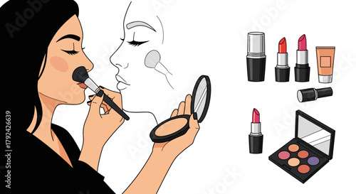 Cosmetics beauty artist applying makeup, glamour and style for a modern fashionable look