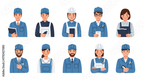 Diverse team of construction workers and engineers in uniform ready for any project