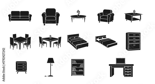 Elegant living room furniture set, modern home interior design elements for cozy living