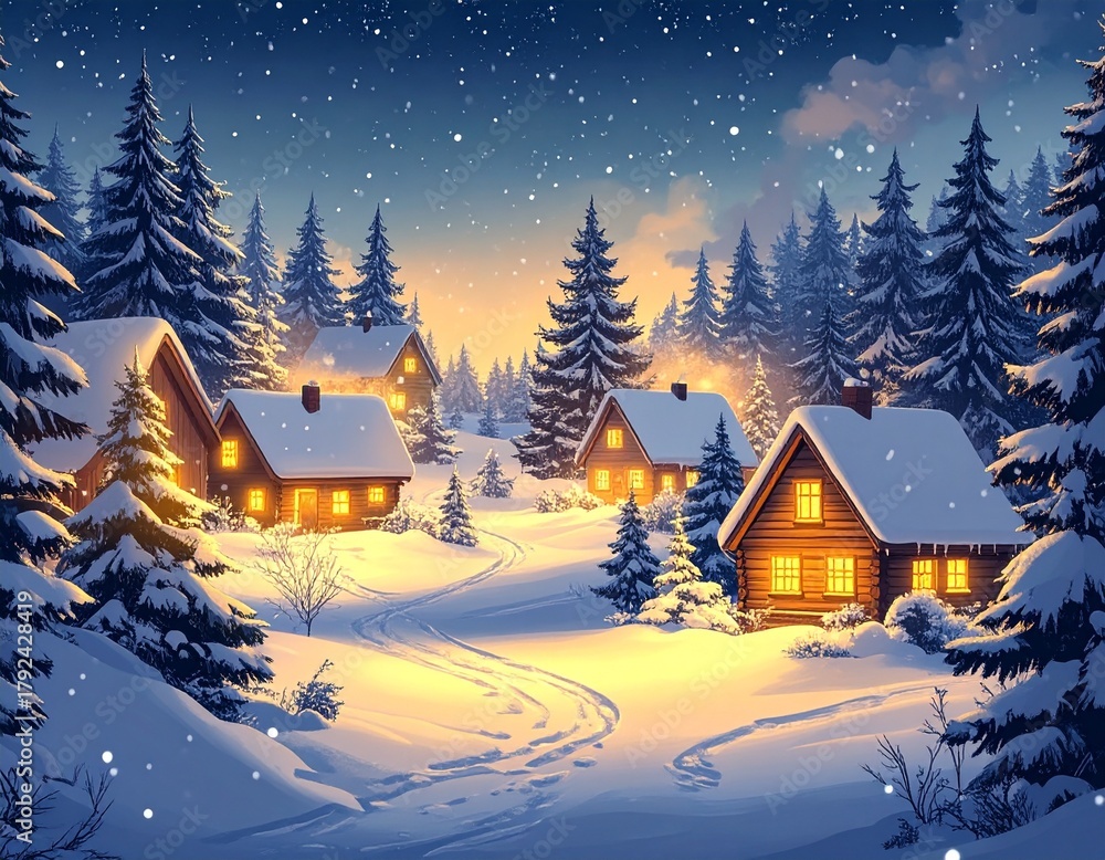 Fototapeta premium Peaceful Winter Night in the Forest