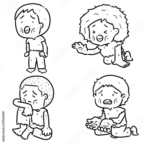 vector set of beggar cartoon