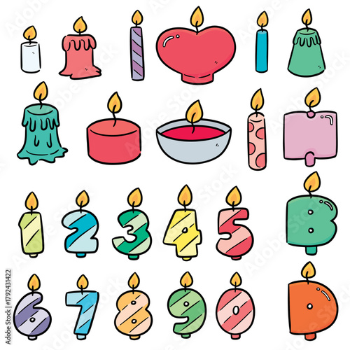 vector set of birthday candle