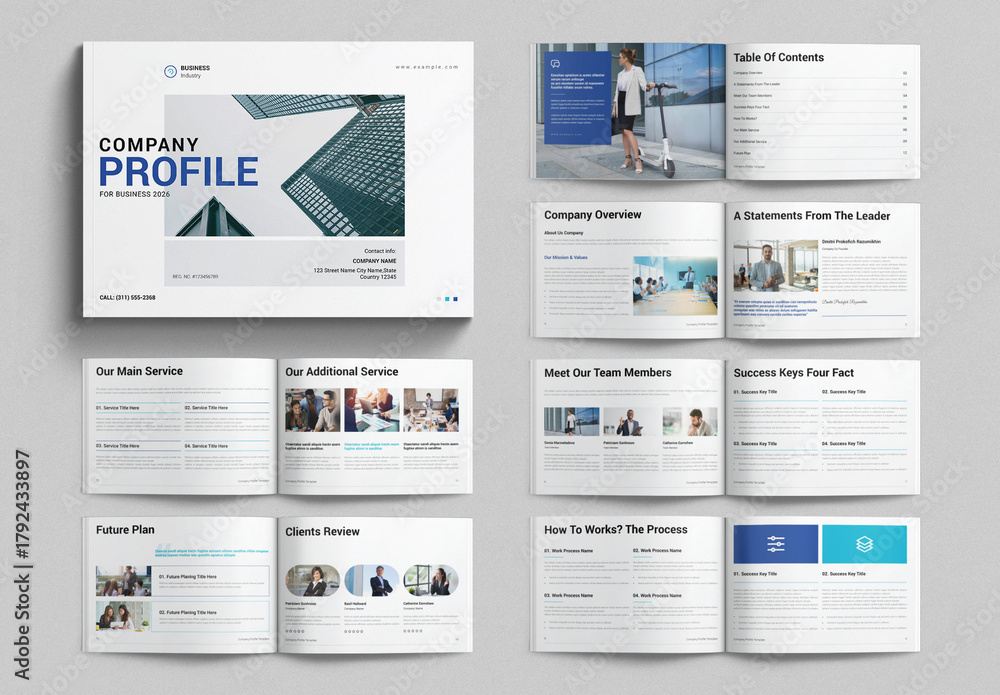 Company Profile Template Design Layout Landscape Stock Template | Adobe ...