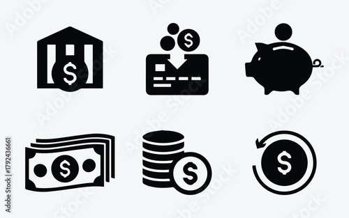 Money Finance Payment Icon Vector Set