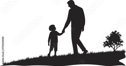 father and child on silhouette