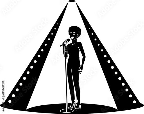 singer on stage with microphone silhouette