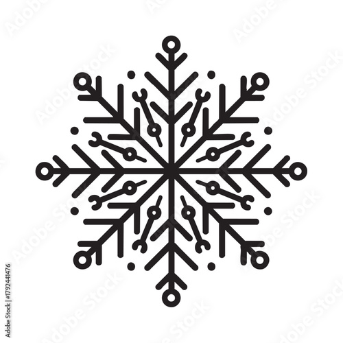 Techno-style geometric snowflake icon with linear internal shapes.