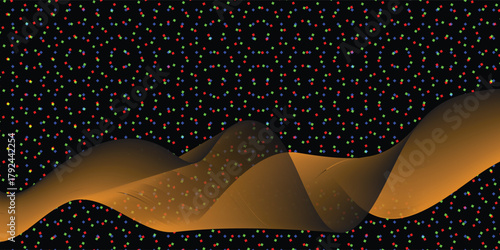 Black Art stars Abstract background with luxurious golden waves on dark background