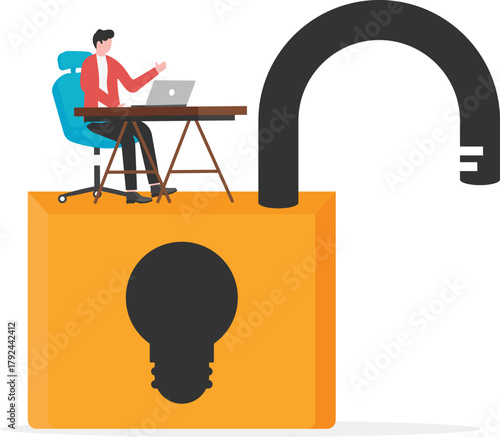 smart businessman holding golden key for success solution, unlock opportunity, achieve goal, business accessibility and growth concept
