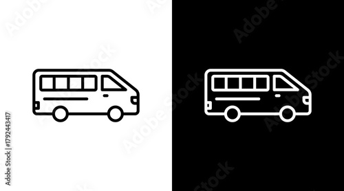 Minibus Icon Set Multiple Style Collection