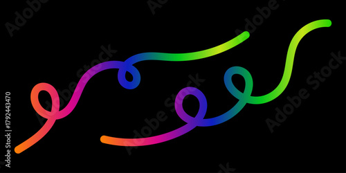 Colorful Gradient Swirls on Black Background Modern Abstract Design Elements