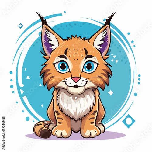 kleiner Luchs mit blauen Augen - Cartoon Comic Stil