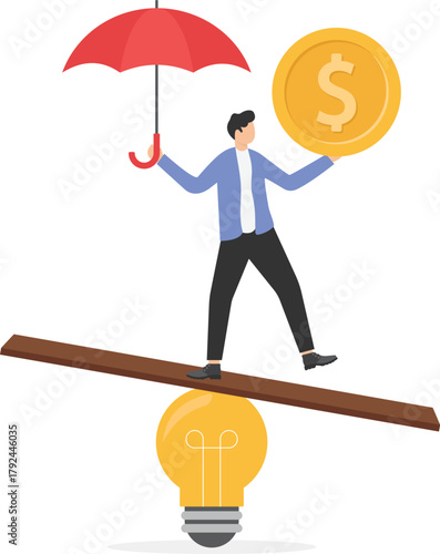 balance between profit and loss, financial challenge or risk, economic recovery concept.

