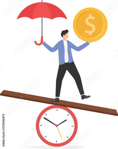 balance between profit and loss, financial challenge or risk, economic recovery concept.
