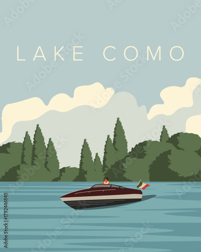 Lake Como poster, travel card, banner