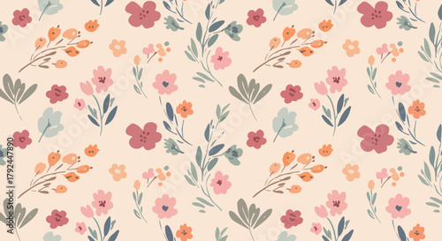 Flower pattern, ditsy floral seamless pattern. Small little flower background. Repeat pattern