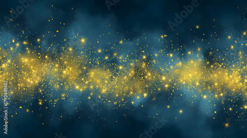 Golden Nebula Band – Abstract Sparkle Stream in Blue Space