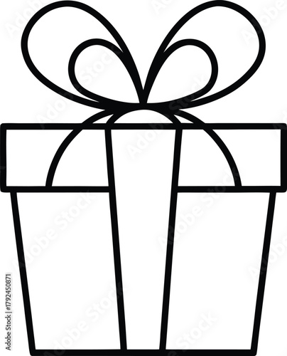 Simple Line Art Icon of a Gift Box with a Bow, Perfect for Celebrations