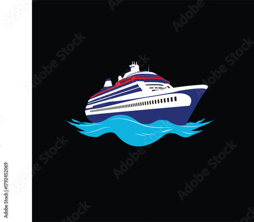 Ocean Ship Liner Voyage Blue Water Travel Graphic