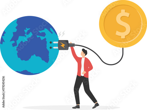 People pay environmental fees. Global business investment in the environment and clean industry. World environment day,
