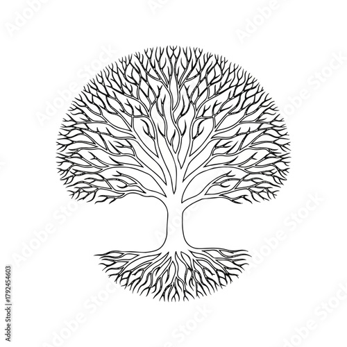 A symbolic illustration of a Tree of Life with intricate branches and roots, representing growth and connection